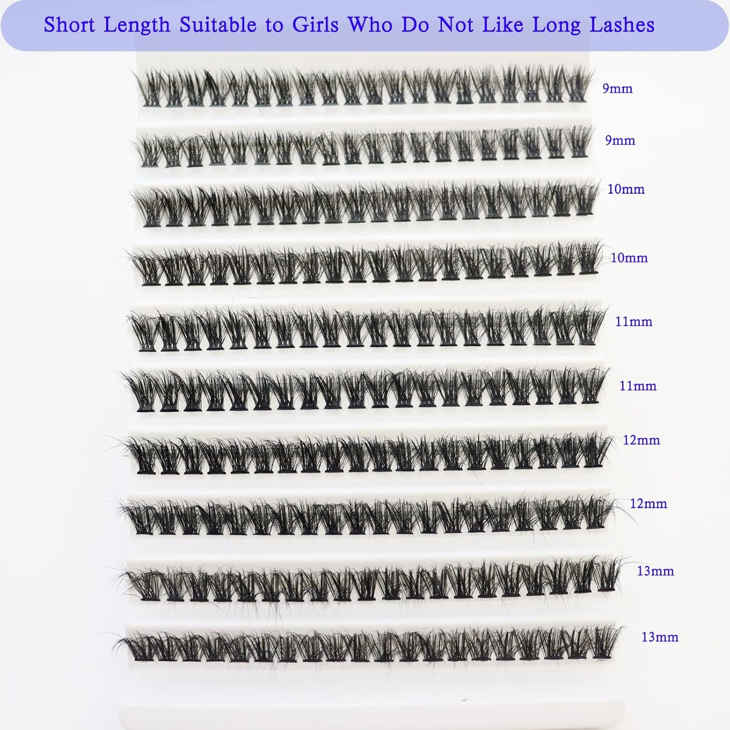 Short Lash Extension Kit 50D Natural Lash Clusters Wispy Fluff Eyelash Extensions D Curl Individual Lashes 9-13MM Thick Eyelashes Clusters Bond and Seal(Thick Short Eyelash Extension Kit 50P)