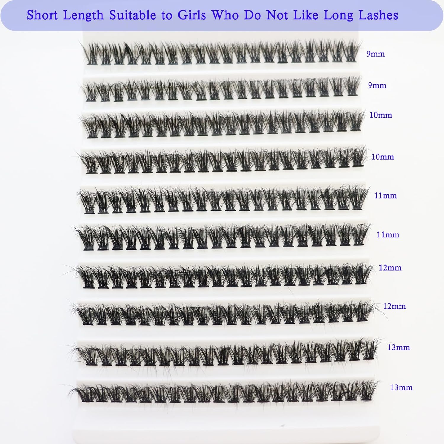 Short Lash Extension Kit 50D Natural Lash Clusters Wispy Fluff Eyelash Extensions D Curl Individual Lashes 9-13MM Thick Eyelashes Clusters Bond and Seal(Thick Short Eyelash Extension Kit 50P)